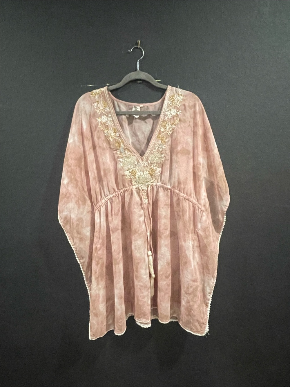 Violet Kay Dusty Rose Embroidered V-Neck Swim Coverup
